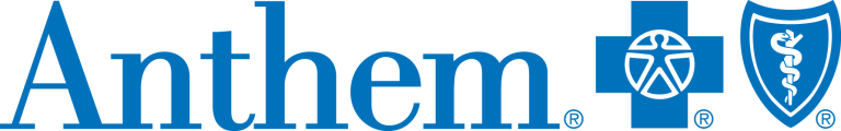 Logo of Anthem with a blue cross, a human figure symbol, and a medical caduceus symbol.