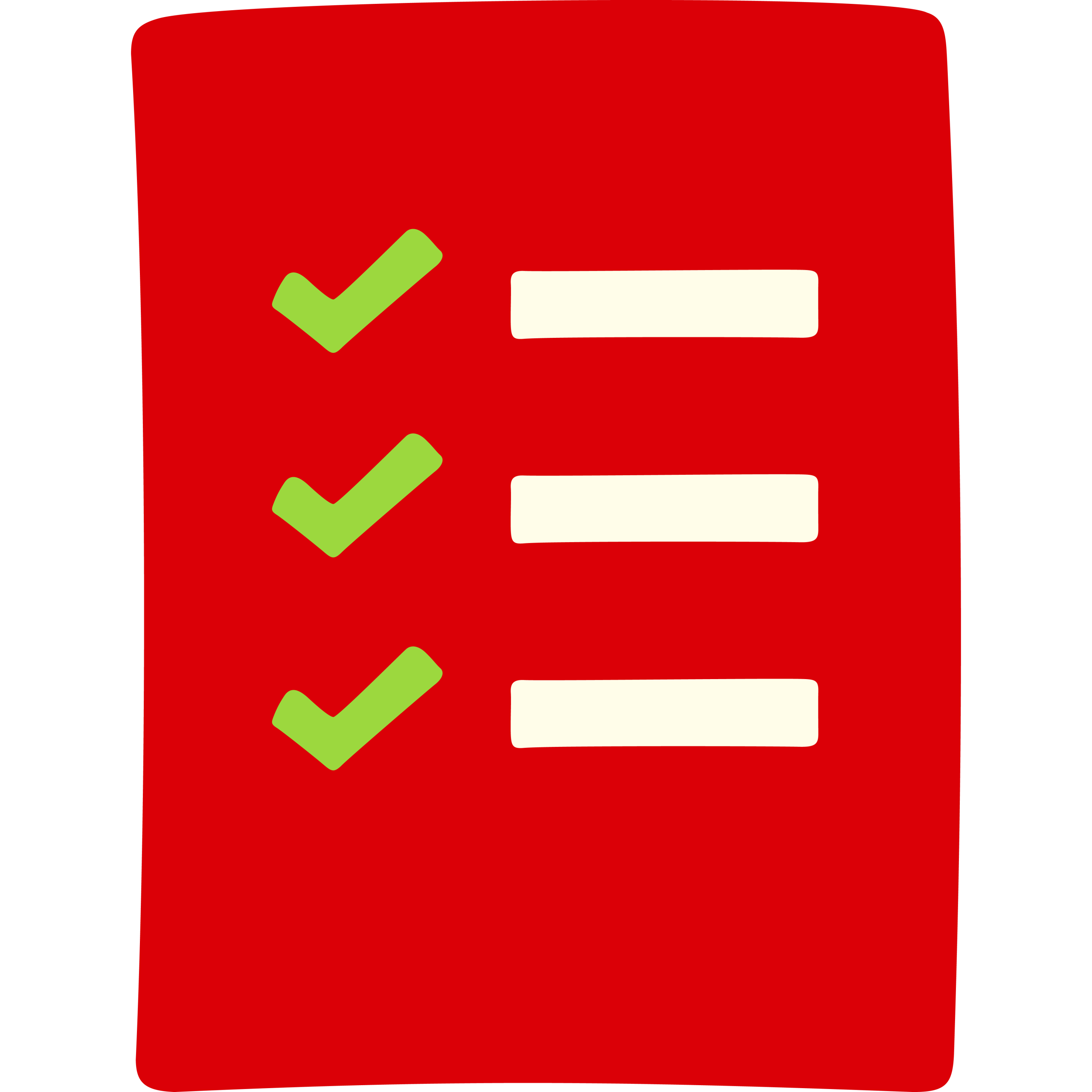 A red checklist with three lines, two marked with green check marks.